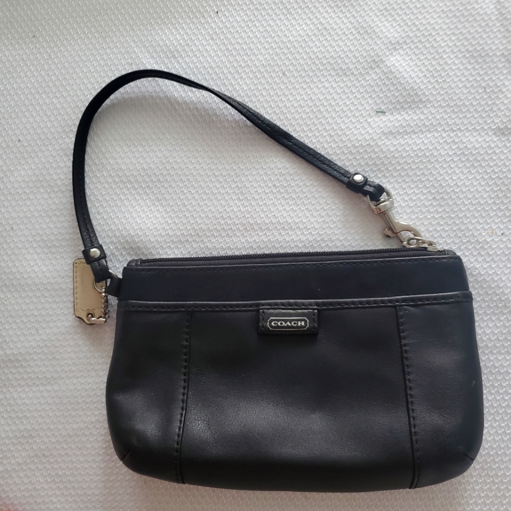 Black Leather Coach Wristlet